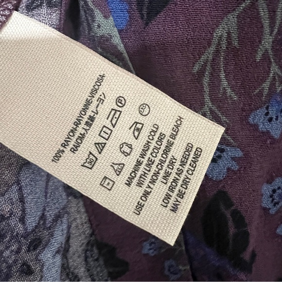 Free People Boho Tunic Purple Floral Pattern with Flared Sleeves Size S - Picture 6 of 7